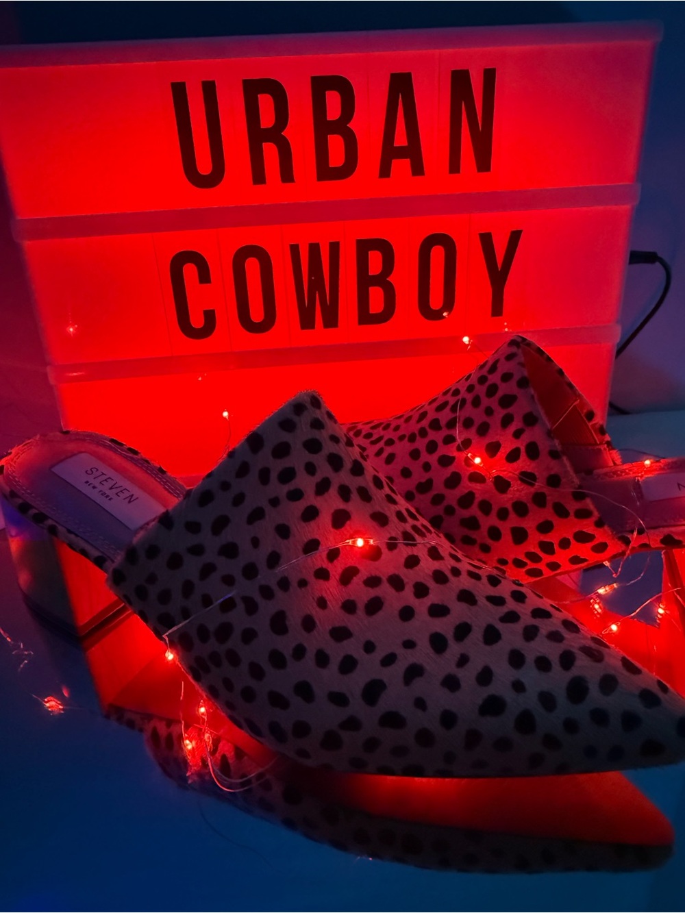 Steven Cheetah Print Tan and Black Pointed Slip-On Mules - Picture 8 of 8